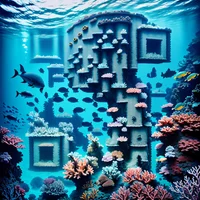 QR Code Expert beautiful example: Vibrant underwater marine life.