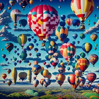QR Code Expert beautiful example: Colorful hot air balloons.